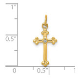 14k Small Diamond Budded Cross Pendant - PM-FEEBE726-9353