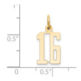 14k Small Elongated Number 16 Charm