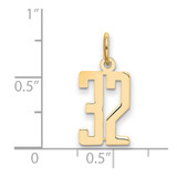 14k Small Elongated Number 32 Charm