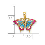 14K Small Enameled Blue and Red Butterfly Charm