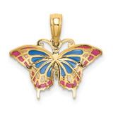 14K Small Enameled Blue and Red Butterfly Charm