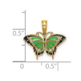 14K Small Green Enameled Butterfly Charm