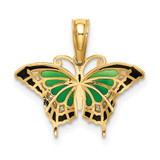 14K Small Green Enameled Butterfly Charm