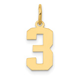 14k Small Polished Number 3 Charm - LS-1125C5D8-4727