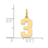 14k Small Polished Number 3 Charm - LS-1125C5D8-4727