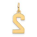 14k Small Satin Number 2 Charm