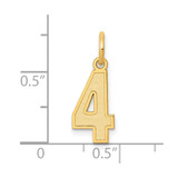 14k Small Satin Number 4 Charm