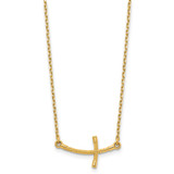 14k Small Sideways Curved Twist Cross 19 inch Necklace