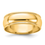 10KY 6.5mm LTW Milgrain Half Round Band Size 9