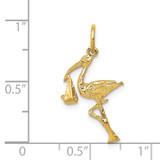 14k Solid 3-Dimensional Stork Charm