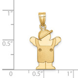 14k Solid Engravable Boy in Overalls with Hat on Left Charm - XK-D54A85A0-5511