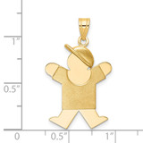 14k Solid Engravable Boy with Hat on Right Charm - XK-4C6403D5-9607