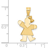 14k Solid Engravable Girl with Bow on Right Charm - XK-76083E34-3079
