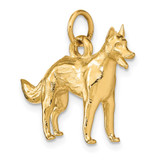14k Solid Polished 3-D German Shepherd Charm