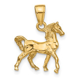 14k Solid Polished 3-D Horse Charm