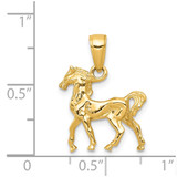 14k Solid Polished 3-D Horse Charm