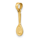 14K Solid Polished 3-D Tennis Racquet Charm - D1-45E2F5ED-6592