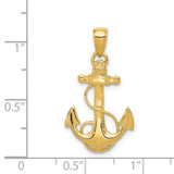 14k Solid Polished Anchor Pendant - C2-3F5446C8-3327