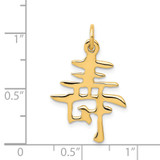 14k Solid Polished Chinese Long Life Charm - K8-04AA9A87-8742