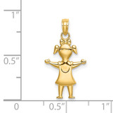 14k Solid Polished Girl with Pig-Tails Charm