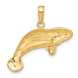 14k Solid Polished Manatee Pendant
