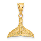 14k Solid Polished Open-Backed Whale Tail Pendant