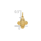 14k Solid Polished Tiny 4-Way Medal