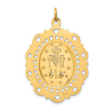 14k Solid Polished/Satin Fancy Pierced Oval Miraculous Medal - XR-A4DAF0B0-6349