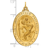 14k Solid Polished/Satin Large Oval St. Christopher Medal - XR-5BF8302E-1765