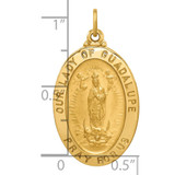 14k Solid Polished/Satin Oval Our Lady of Guadalupe Medal