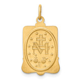14K Solid Polished/Satin Rectangle Framed Miraculous Medal