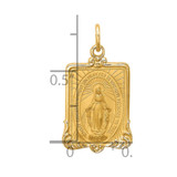 14K Solid Polished/Satin Rectangle Framed Miraculous Medal