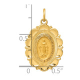 14k Solid Polished/Satin Small Fancy Oval Miraculous Medal