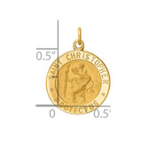14k Solid Polished/Satin Small Round St. Christopher Medal - XR-4D476D81-9254