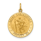 14k Solid Polished/Satin Small Round St. Christopher Medal - XR-CDE48B07-3825