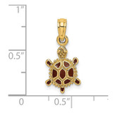 14K  3D Brown Enamel Tortoise Charm
