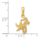 14K Solid Seahorse and Starfish Pendant