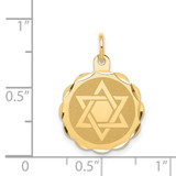 14k Solid Star of David Disc Charm