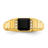 14k Square Onyx and Diamond Mens Ring - RM-FF7EF919-1677