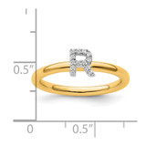 14K Stackable Diamond Initial R Ring