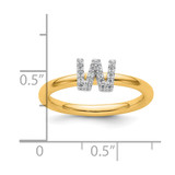 14K Stackable Diamond Initial W Ring