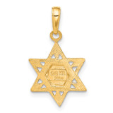 14K Star of David w/Tablets in Center Pendant