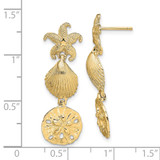 14K Starfish, Shell ,Sand Dollar Dangle Earrings