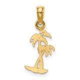 14K Texture Mini Double Palm Trees Charm