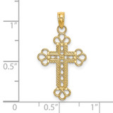 14K Textured and Cut-Out W/ Rope Frame Block Cross Charm