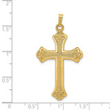 14k Textured and Polished Fleur de lis Cross Pendant - XR-0D909E15-7509