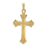 14k Textured and Polished Fleur de lis Cross Pendant - XR-DCEA0201-3463