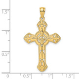 14K Textured Crucifix W/ Arrow Charm