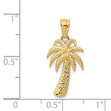 14k Textured Polished Palm Tree Pendant