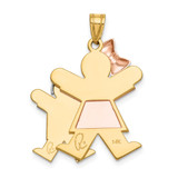 14k Tri-Color Big Girl and Little Boy Engravable Charm - XK-8D151765-3183